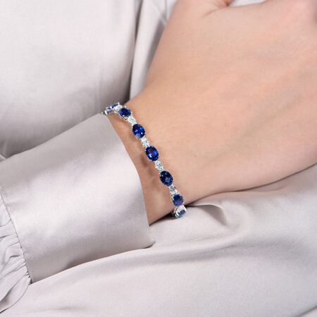 Oval Diamond & Sapphire Tennis Bracelet