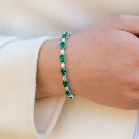 Emerald and Diamond Tennis Bracelet