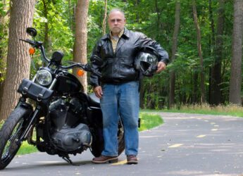 Len Karter and his motorcycle