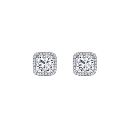 Cushion-Cut Diamond Stud Earrings