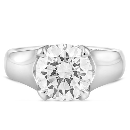 Wide Band Solitaire Diamond Ring