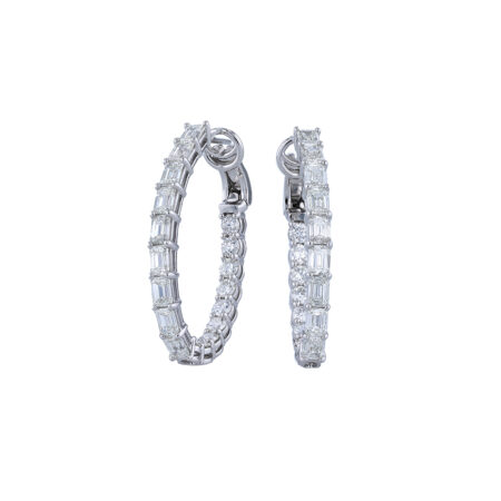 Emerald-Cut Diamond Hoop Earrings
