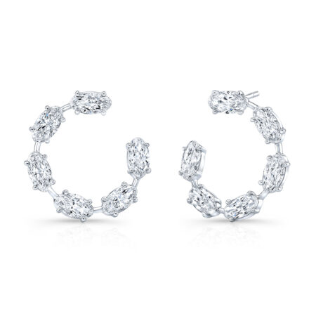 Diamond Bar Hoop Earrings
