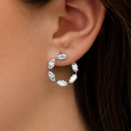 Oval Diamond Hoop Earrings
