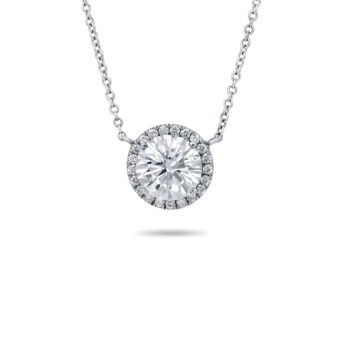 124084-1-Diamond-Halo-Pendant Round Diamond Necklace