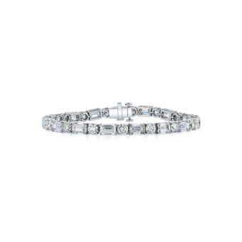 181915-1-Emerald-&-Round-Cut-Diamond-Bracelet Emerald-Cut & Round Diamond Tennis Bracelet