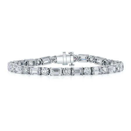 Emerald-Cut & Round Diamond Bracelet