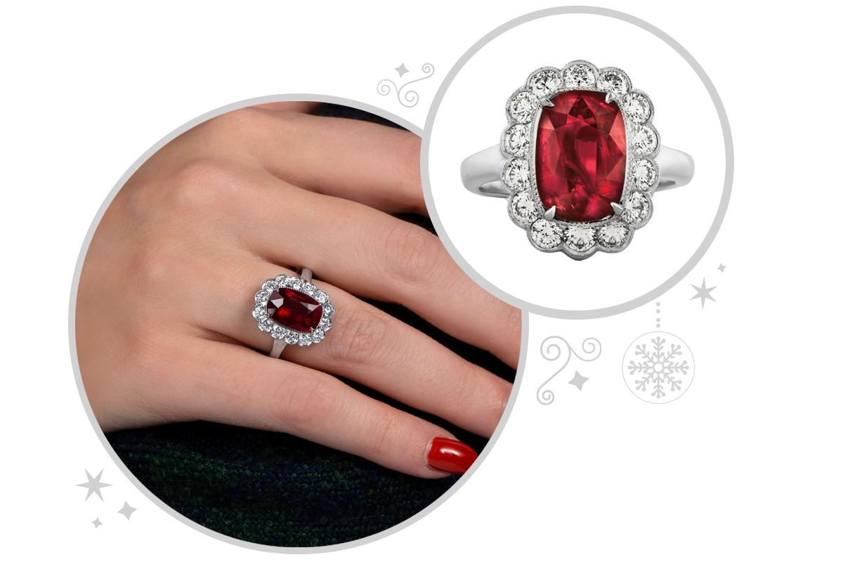 Ruby and Diamond Halo Ring