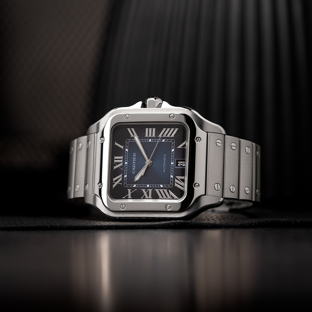 Cartier santos xl blue dial deals