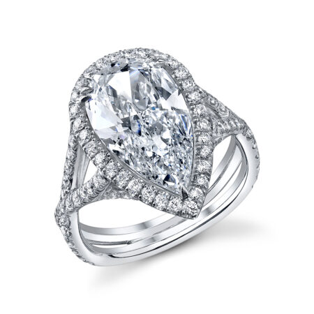 Pear-Shaped Halo Diamond Ring