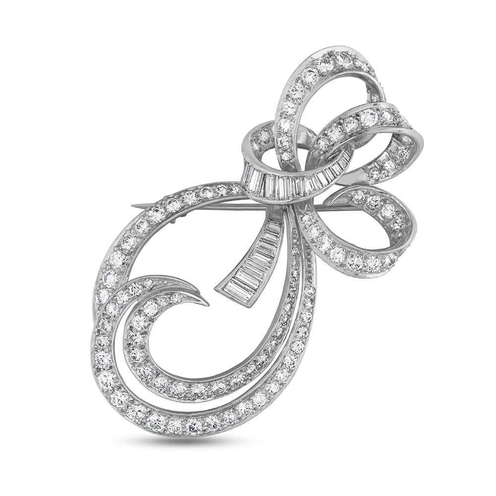 Diamond Ribbon Brooch | Wixon Jewelers