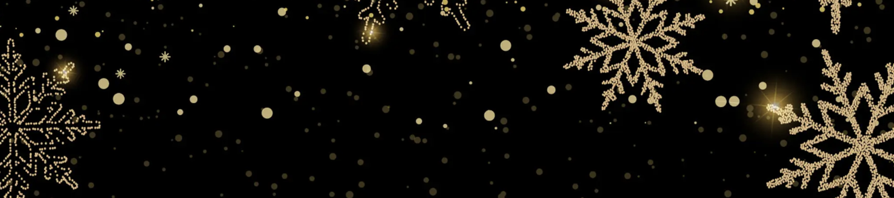 Gold snowflakes on black